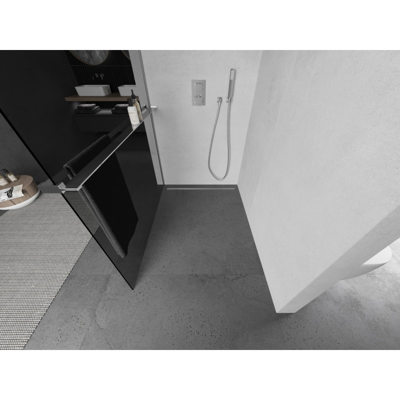 Mexen Kioto+ shower panel with shelf Walk-in 90 x 200 cm, graphite, chrome - 800-090-121-01-40