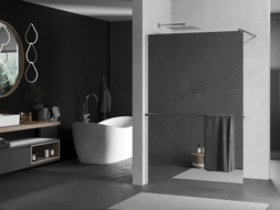 Mexen Kioto+ shower wall with Walk-in shelf 80 x 200 cm, mirror, chrome - 800-080-121-01-50