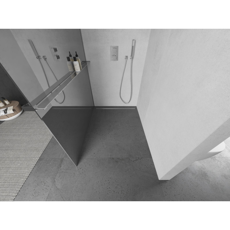 Mexen Kioto+ shower wall with Walk-in shelf 80 x 200 cm, mirror, chrome - 800-080-121-01-50