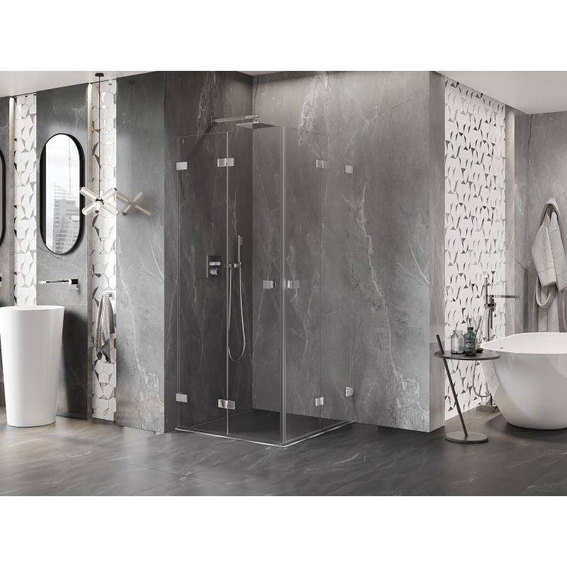 Mexen Lunar-F Duo folding shower enclosure 95 x 95 cm, transparent, chrome - 836-095L-095P-01-00