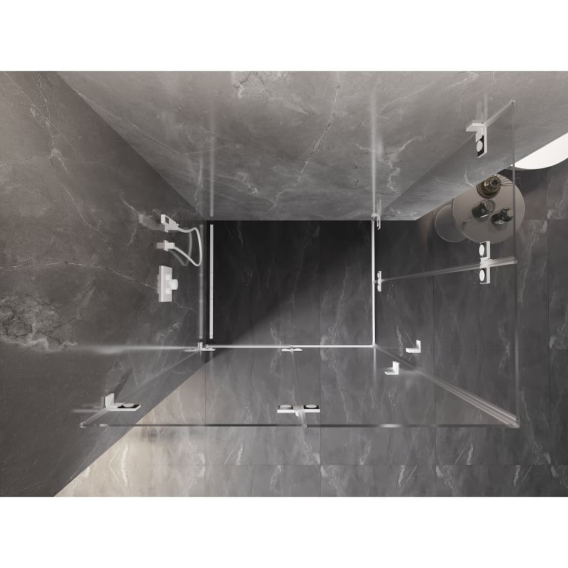 Mexen Lunar-F Duo Foldable Shower Cabin 95 x 90 cm, Transparent, White - 836-095L-090P-20-00