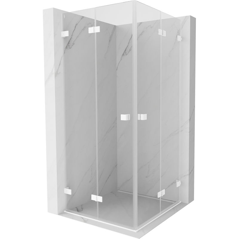Mexen Lunar-F Duo foldable shower enclosure 95 x 95 cm, transparent, white - 836-095L-095P-20-00