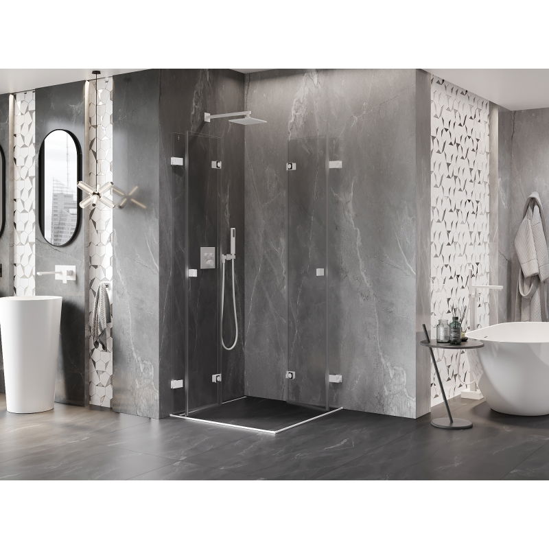 Mexen Lunar-F Duo foldable shower enclosure 95 x 95 cm, transparent, white - 836-095L-095P-20-00