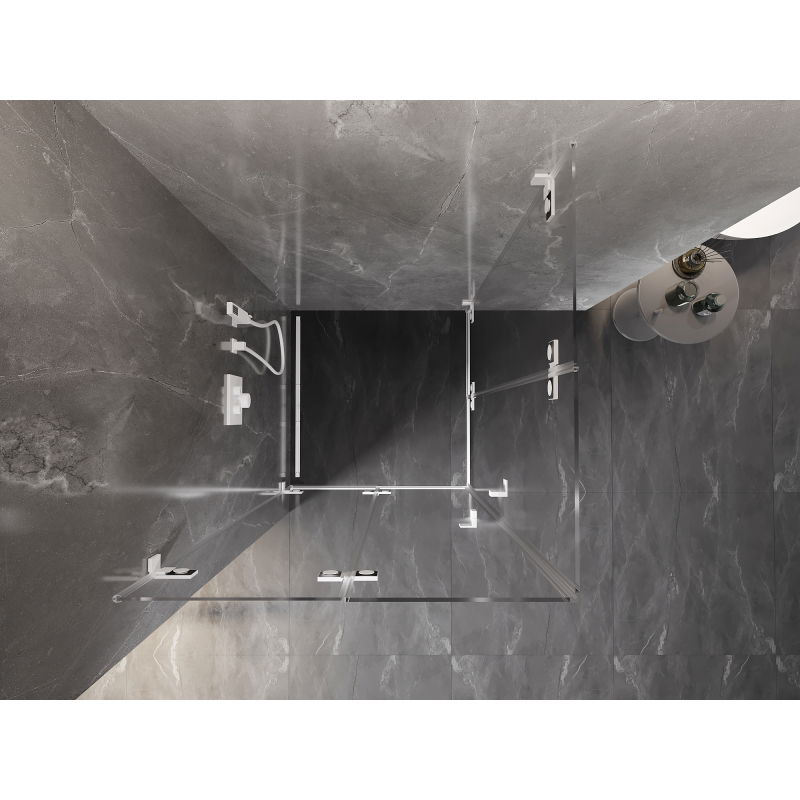 Mexen Lunar-F Duo foldable shower enclosure 95 x 95 cm, transparent, white - 836-095L-095P-20-00