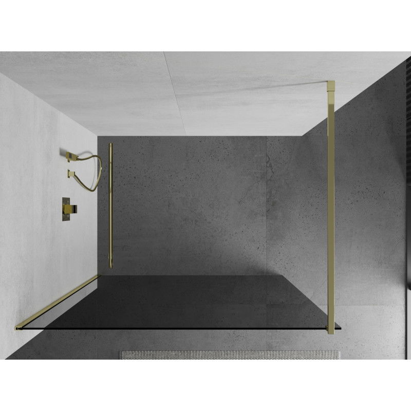 Mexen Kioto Walk-in Shower Wall 90 x 200 cm, Graphite 8 mm, Gold - 800-090-101-50-40