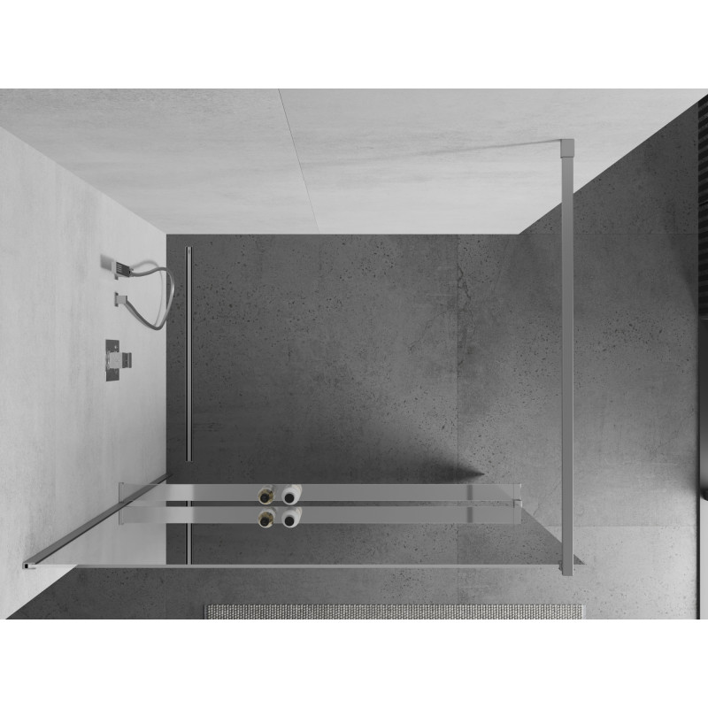 Mexen Kioto+ shower wall with shelf Walk-in 100 x 200 cm, mirror, chrome - 800-100-121-01-50
