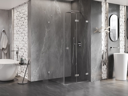 Mexen Lunar-F foldable shower cabin right 90 x 90 cm, transparent, chrome - 836-090-090-01-00-P