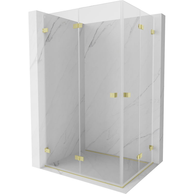 Mexen Lunar-F Duo foldable shower cabin 95 x 75 cm, transparent, brushed gold - 836-095L-075P-55-00