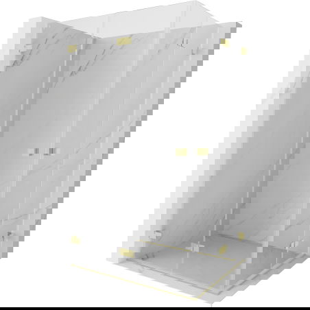 Mexen Lunar-F Duo foldable shower cabin 95 x 75 cm, transparent, brushed gold - 836-095L-075P-55-00