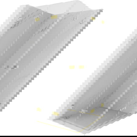 Mexen Lunar-F Duo Folding Shower Enclosure 95 x 95 cm, transparent, brushed gold - 836-095L-095P-55-00