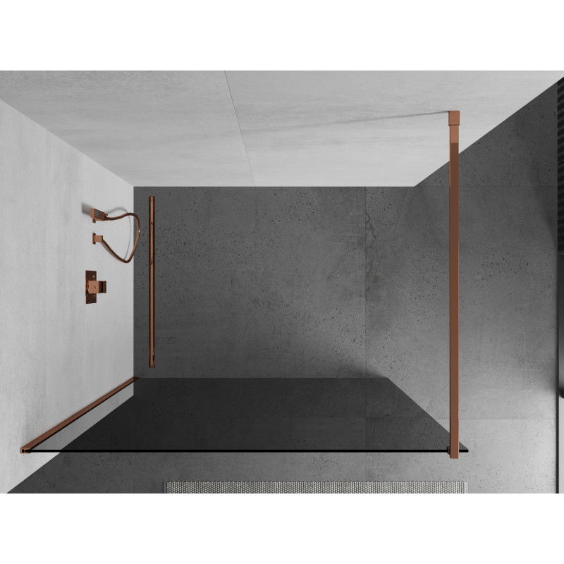 Mexen Kioto Walk-in Shower Screen 70 x 200 cm, Graphite 8 mm, Rose Gold - 800-070-101-60-40
