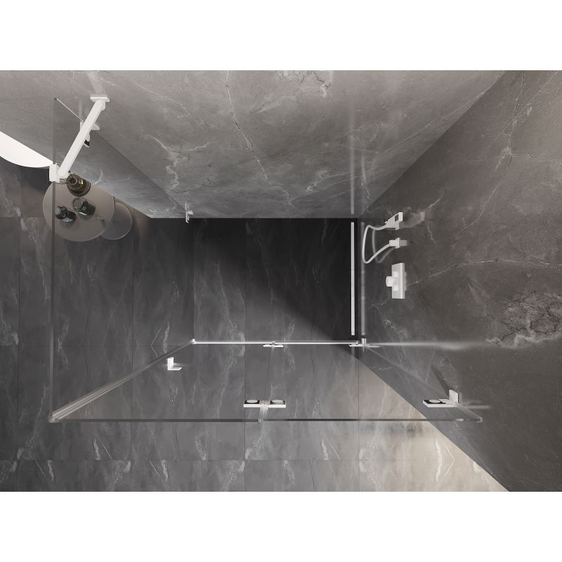 Mexen Lunar-F folding shower cabin right 100 x 70 cm, transparent, white - 836-100-070-20-00-P