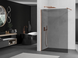 Mexen Kioto Walk-in Shower Screen 120 x 200 cm, Graphite 8 mm, Rose Gold - 800-120-101-60-40