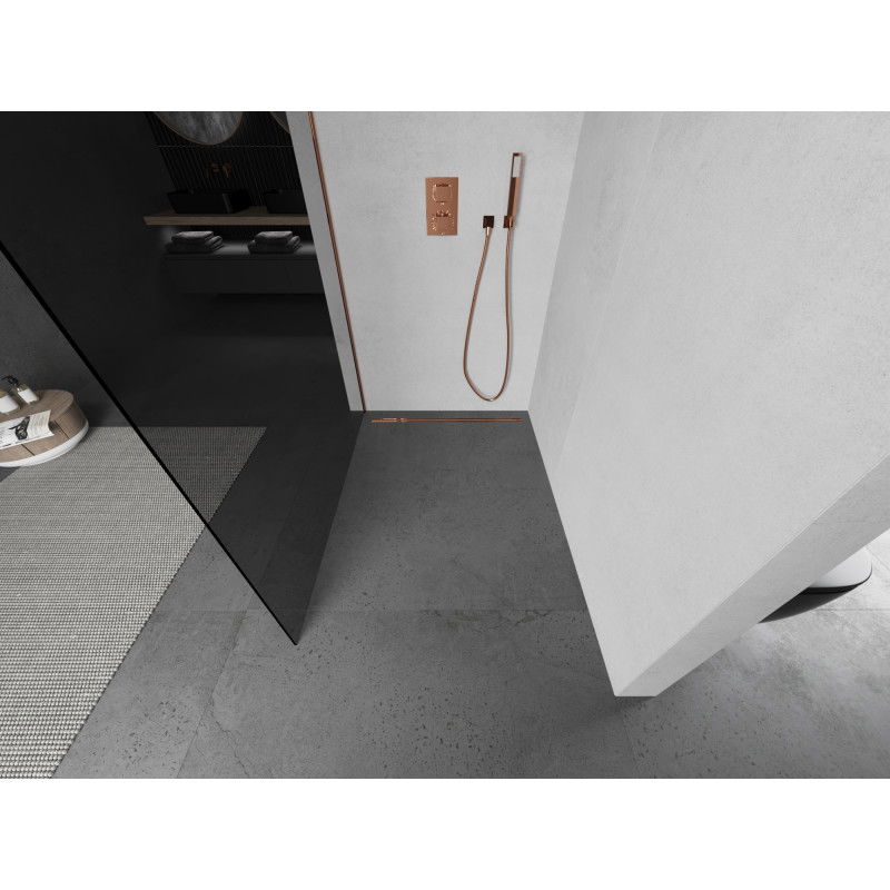 Mexen Kioto Walk-in Shower Wall 120 x 200 cm, Graphite 8 mm, Rose Gold - 800-120-101-60-40