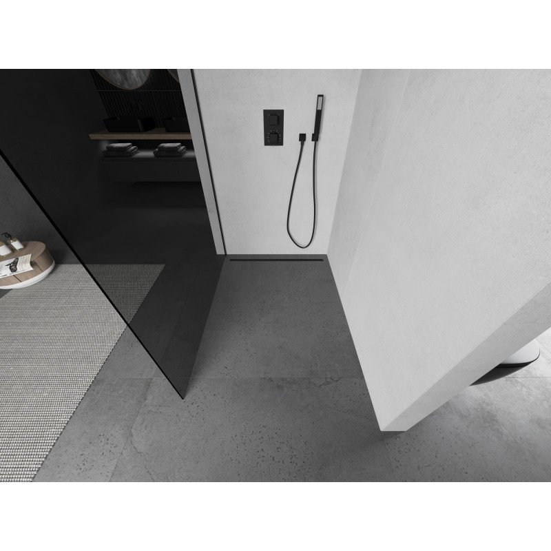 Mexen Kioto Walk-in Shower Wall 80 x 200 cm, Graphite 8 mm, Black - 800-080-101-70-40