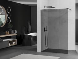 Mexen Kioto Walk-in Shower Wall 80 x 200 cm, Graphite 8 mm, Black - 800-080-101-70-40