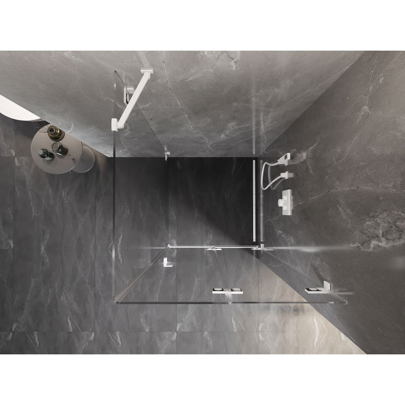 Mexen Lunar-F foldable shower cabin right 90 x 90 cm, transparent, white - 836-090-090-20-00-P