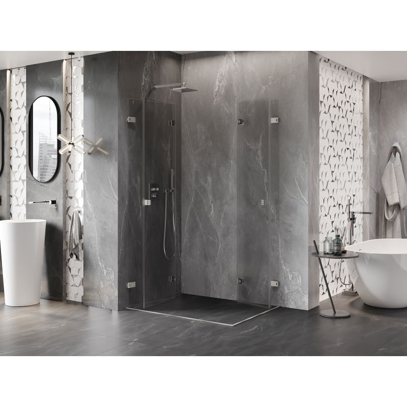 Mexen Lunar-F Duo Folding Shower Cabin 95 x 70 cm, Transparent, Brushed Nickel - 836-095L-070P-97-00