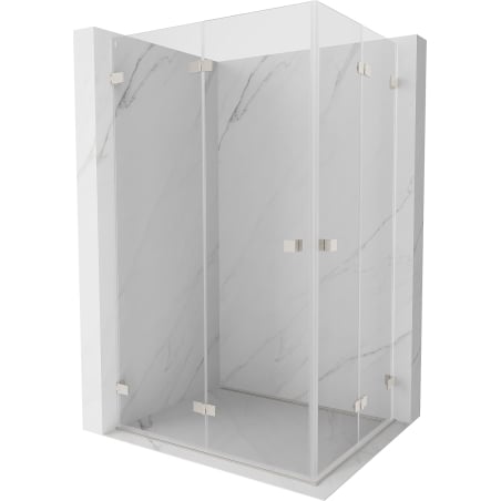 Mexen Lunar-F Duo 95 x 75 cm Folding Shower Enclosure, Transparent, Brushed Nickel - 836-095L-075P-97-00