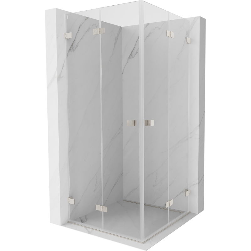 Mexen Lunar-F Duo foldable shower cabin 95 x 95 cm, transparent, brushed nickel - 836-095L-095P-97-00