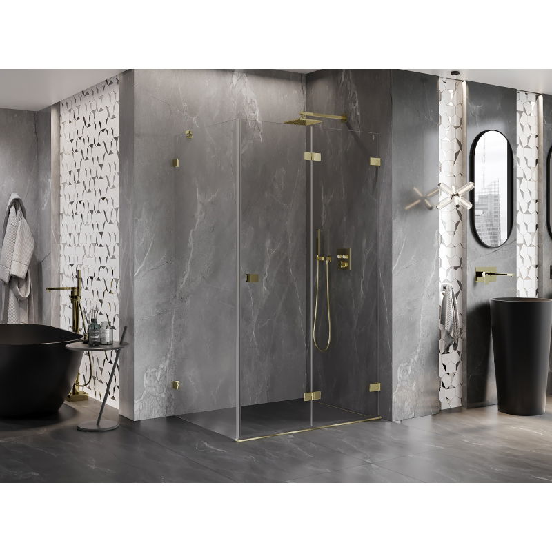 Mexen Lunar-F Folding Shower Enclosure Right 75 x 70 cm, Transparent, Gold - 836-075-070-50-00-P