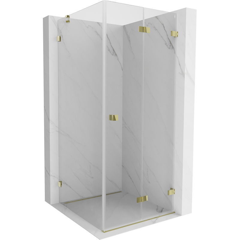 Mexen Lunar-F folding shower cabin right 90 x 90 cm, transparent, gold - 836-090-090-50-00-P