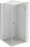Mexen Lunar-F folding shower enclosure right 90 x 90 cm, transparent, gold - 836-090-090-50-00-P