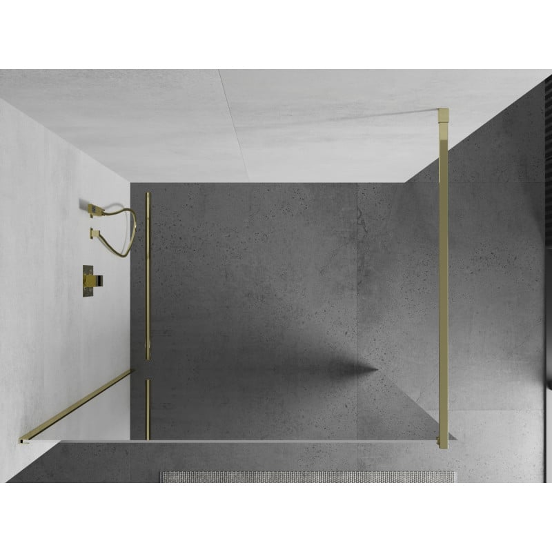 Mexen Kioto Walk-in Shower Panel 80 x 200 cm, Mirror 8 mm, Gold - 800-080-101-50-50