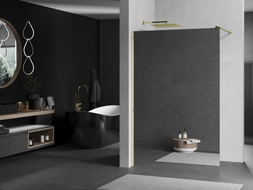 Mexen Kioto Walk-in Shower Panel 80 x 200 cm, Mirror 8 mm, Gold - 800-080-101-50-50