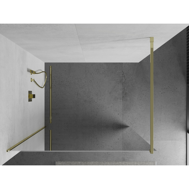 Mexen Kioto Walk-in shower screen 90 x 200 cm, mirror 8 mm, gold - 800-090-101-50-50
