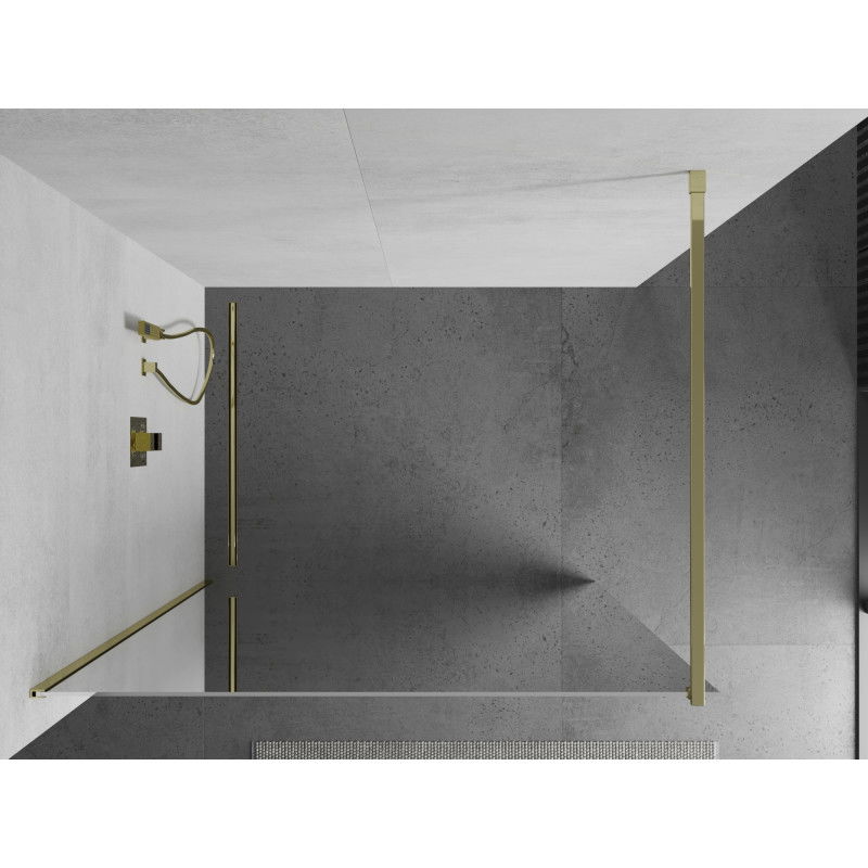 Mexen Kioto Walk-in Shower Wall 90 x 200 cm, mirror 8 mm, gold - 800-090-101-50-50