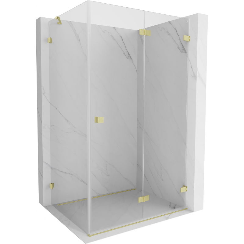 Mexen Lunar-F right folding shower cabin 80 x 70 cm, transparent, brushed gold - 836-080-070-55-00-P