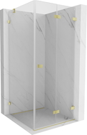Mexen Lunar-F folding shower enclosure right 80 x 80 cm, transparent, brushed gold - 836-080-080-55-00-P