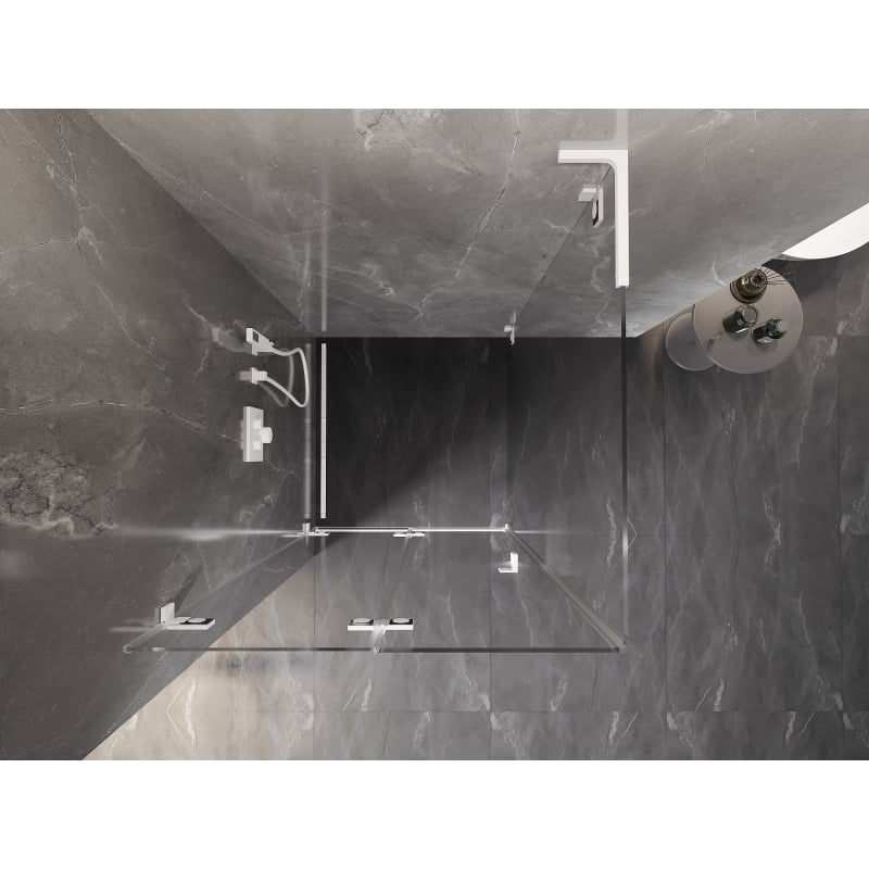 Mexen Lunar-F L folding shower cabin left 70 x 70 cm, transparent, white - 836L-070-070-20-00-L