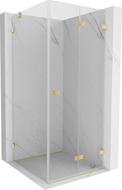 Mexen Lunar-F folding shower cabin right 100 x 100 cm, transparent, brushed gold - 836-100-100-55-00-P