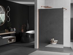Mexen Kioto Walk-in Shower Wall 100 x 200 cm, Mirror 8 mm, Pink Gold - 800-100-101-60-50