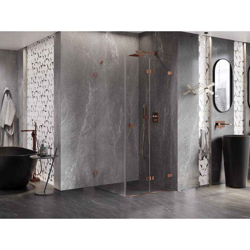 Mexen Lunar-F folding shower enclosure right 70 x 70 cm, transparent, rose gold- 836-070-070-60-00-P
