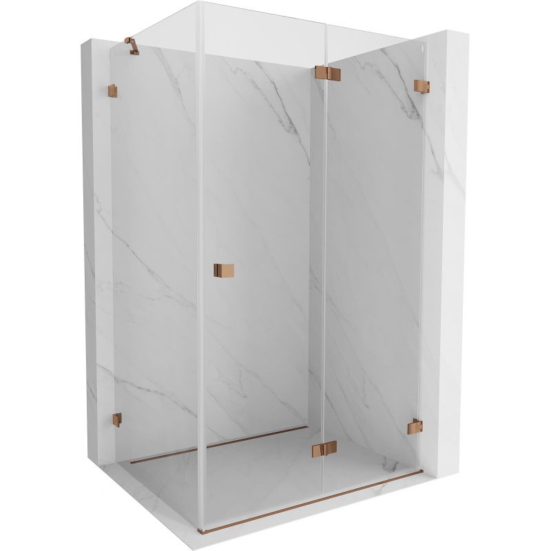 Mexen Lunar-F right folding shower enclosure 90 x 80 cm, transparent, rose gold- 836-090-080-60-00-P