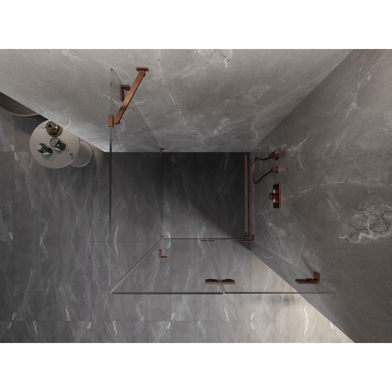 Mexen Lunar-F Folding Shower Enclosure Right 90 x 90 cm, Transparent, Rose Gold- 836-090-090-60-00-P