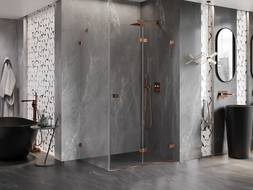 Mexen Lunar-F folding shower enclosure right 95 x 90 cm, transparent, rose gold- 836-095-090-60-00-P