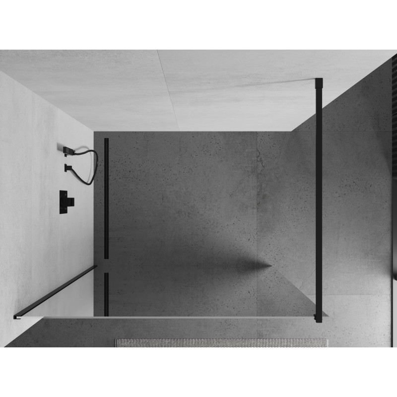 Mexen Kioto Walk-in Shower Wall 120 x 200 cm, Mirror 8 mm, Black - 800-120-101-70-50