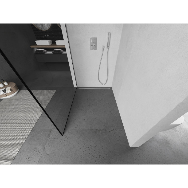 Mexen Kioto Walk-in Shower Screen 60 x 200 cm, Black Frame 8 mm, Chrome - 800-060-101-01-70