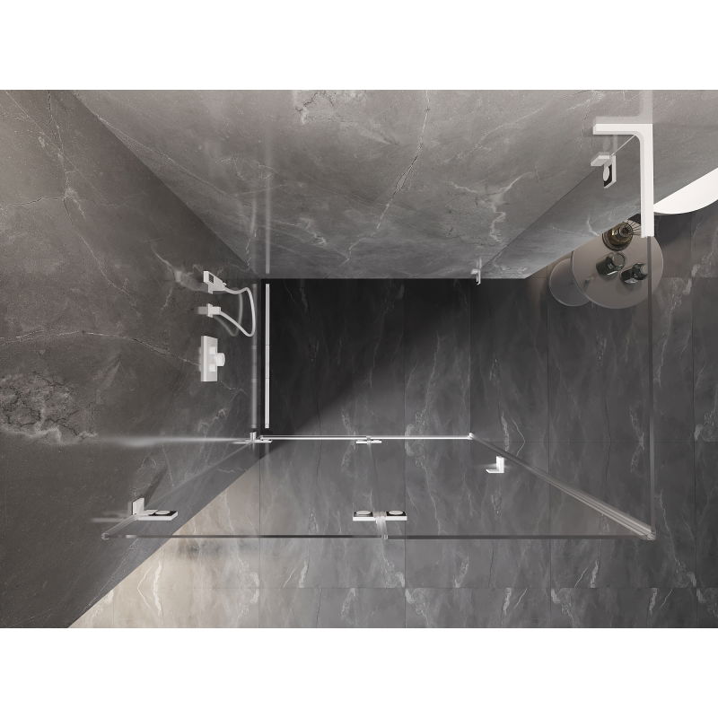 Mexen Lunar-F L folding shower cabin left 95 x 80 cm, transparent, white - 836L-095-080-20-00-L