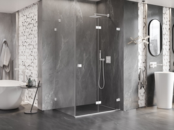 Mexen Lunar-F right folding shower cabin 100 x 80 cm, transparent, white - 836-100-080-20-00-P