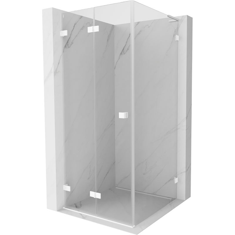 Mexen Lunar-F L foldable shower enclosure left 100 x 100 cm, transparent, white - 836L-100-100-20-00-L