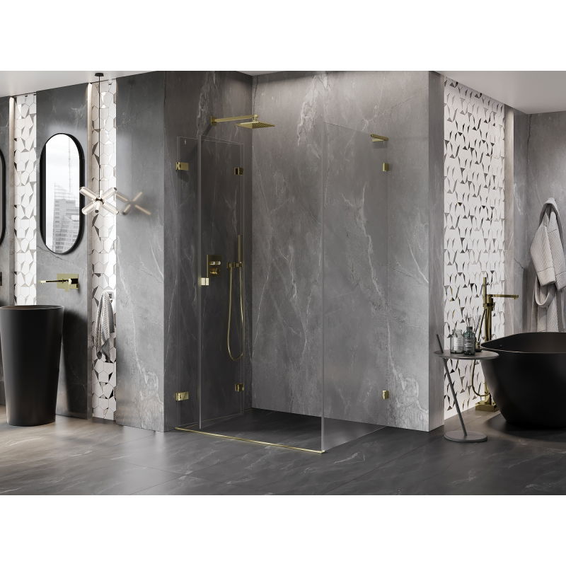 Mexen Lunar-F L folding shower enclosure left 75 x 70 cm, transparent, gold - 836L-075-070-50-00-L