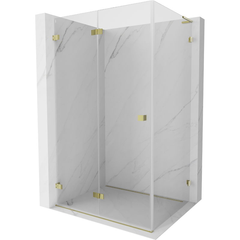 Mexen Lunar-F L foldable shower cabin left 100 x 80 cm, transparent, gold - 836L-100-080-50-00-L