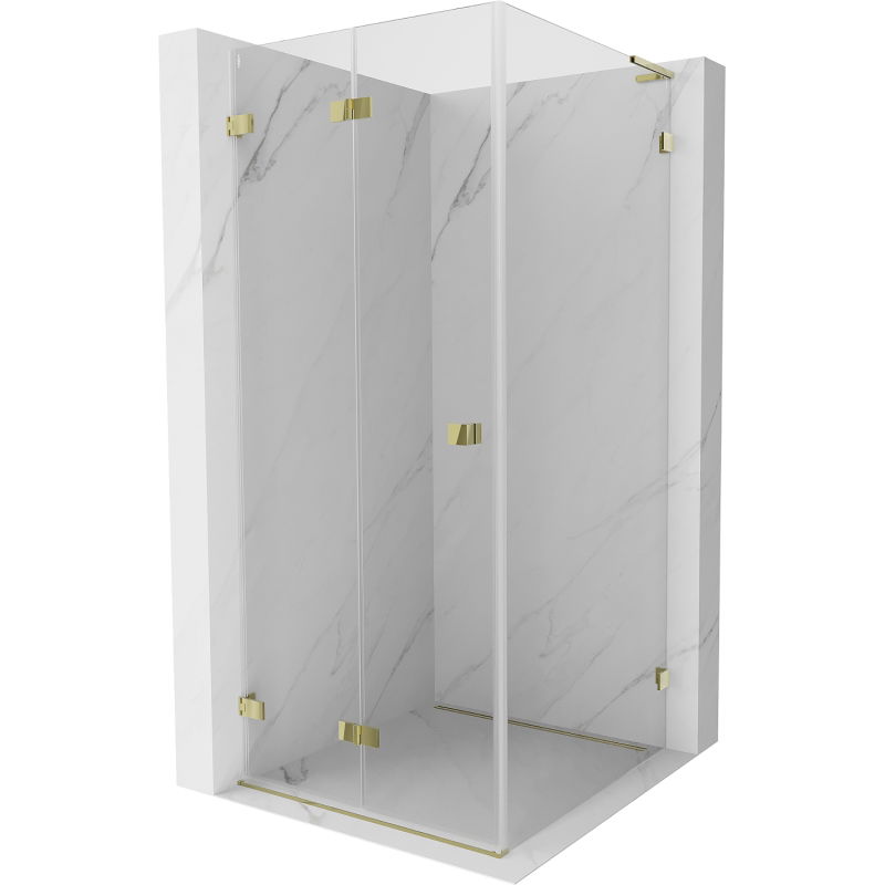 Mexen Lunar-F L folding shower cabin left 90 x 90 cm, transparent, gold - 836L-090-090-50-00-L