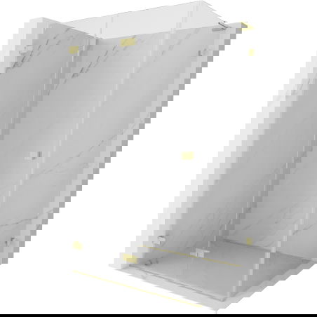 Mexen Lunar-F L folding shower cabin left 80 x 70 cm, transparent, brushed gold - 836L-080-070-55-00-L