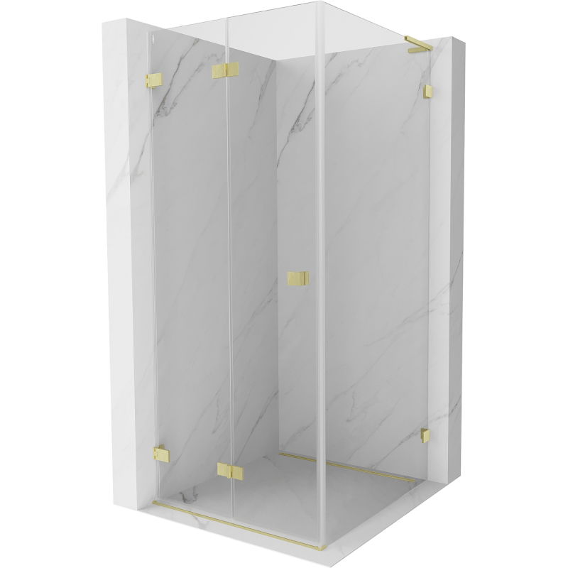 Mexen Lunar-F L folding shower cabin left 80 x 80 cm, transparent, gold brushed - 836L-080-080-55-00-L